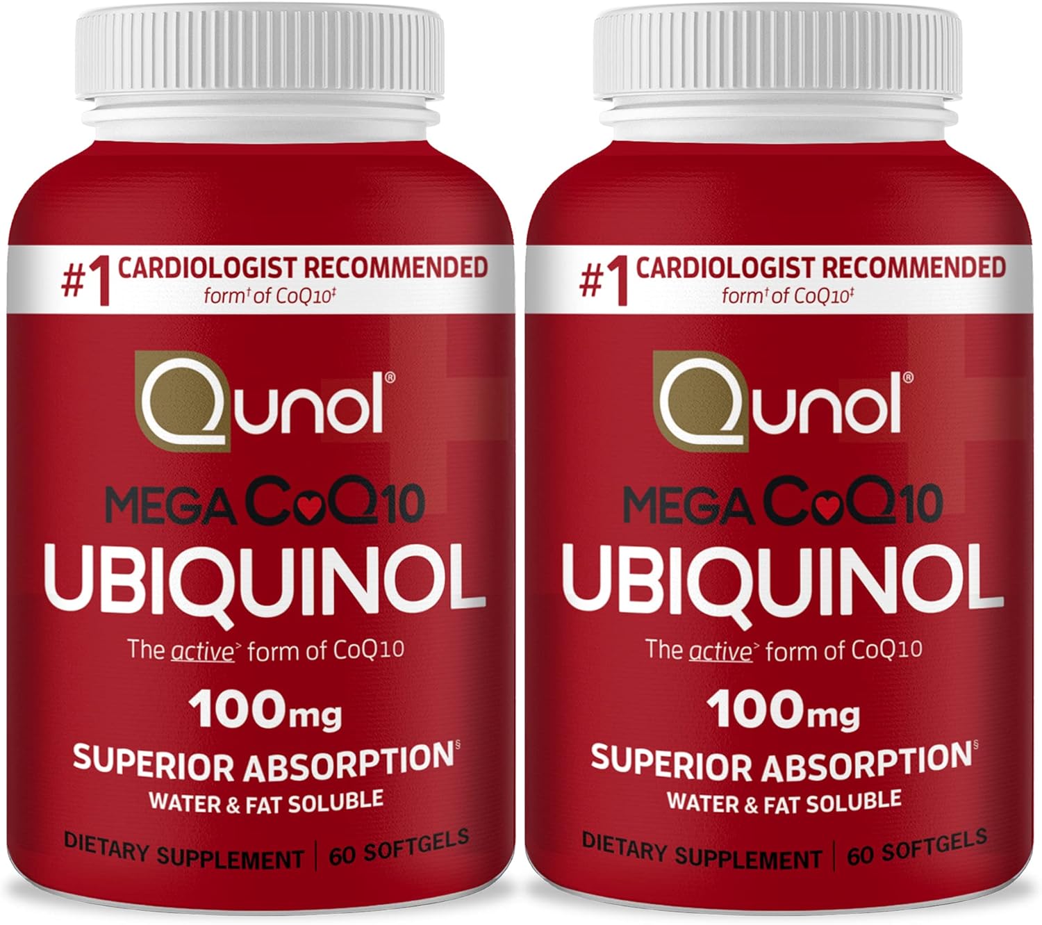 Qunol Mega Ubiquinol CoQ10 100 mg (2×60 softgels)